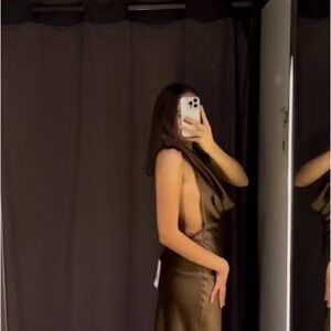 Zara Backless Brown Dress silk satin